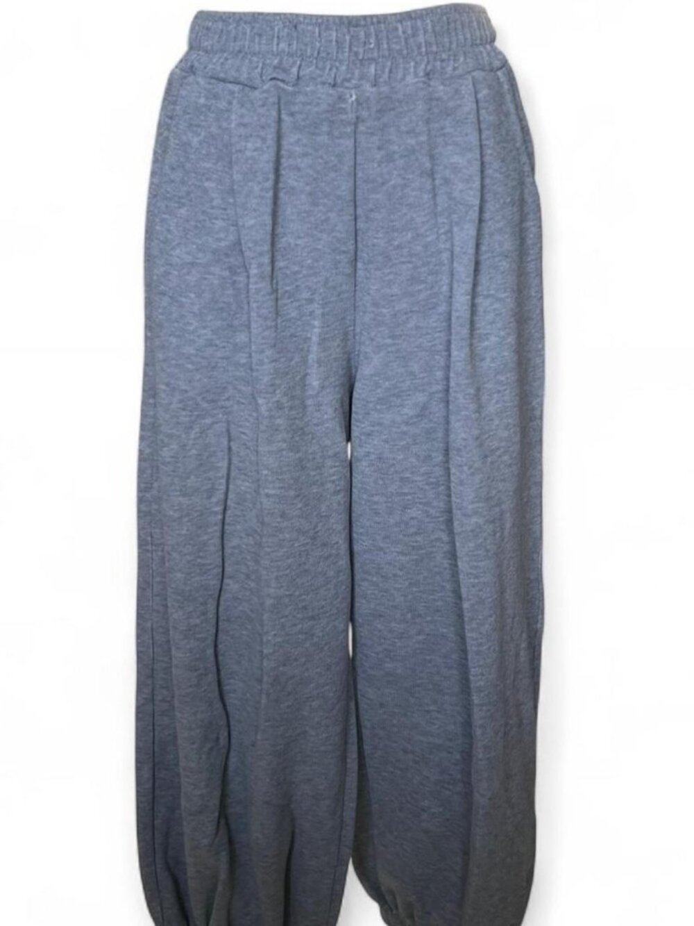 grey wide leg sweatpants with a cinched ankle!!